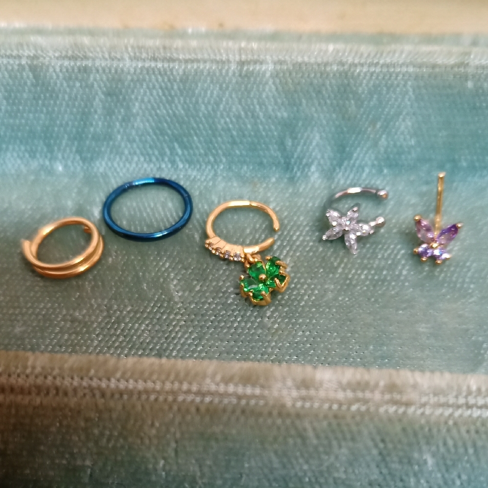 Mixed Color Body Jewelry Nose Ring Set